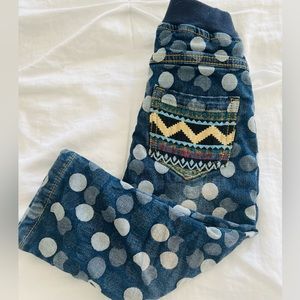 Baby lined jeans distressed and polka dots 12 months